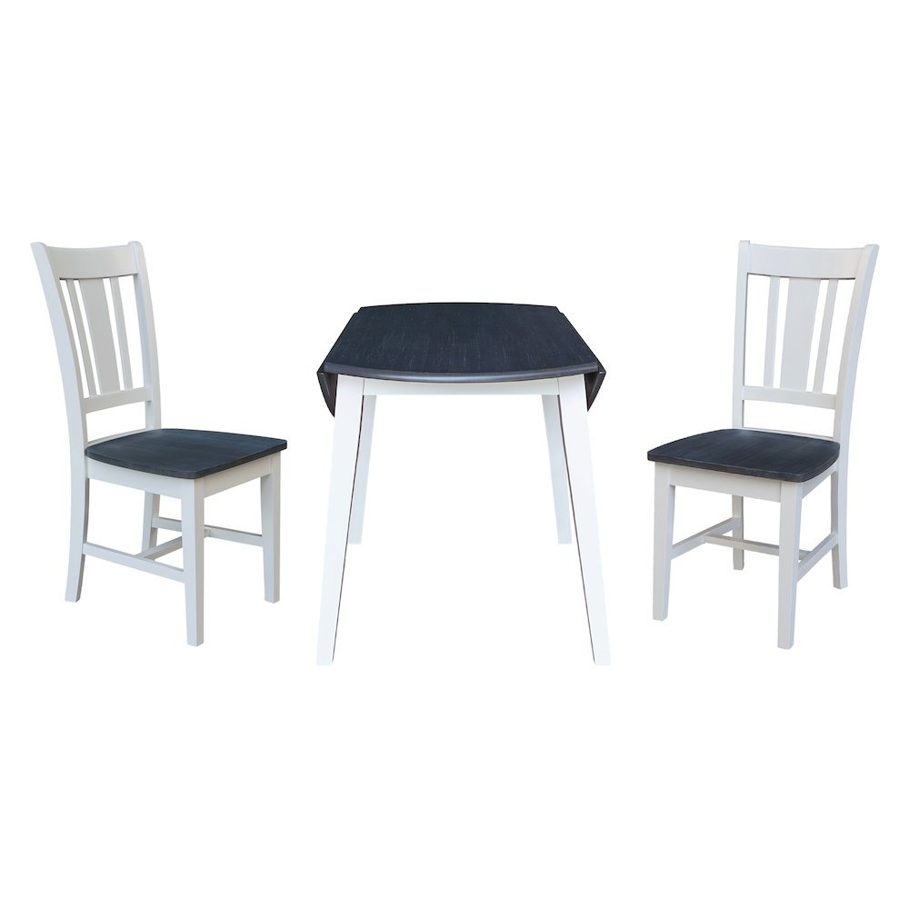 Set of 3 pcs - 42" Round Dual Drop Leaf Table with 2 RTA chairs. Picture 6