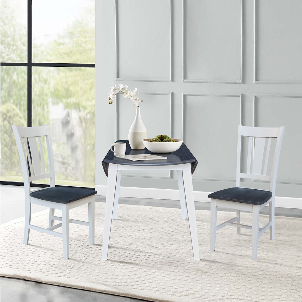 Set of 3 pcs - 42" Round Dual Drop Leaf Table with 2 RTA chairs. Picture 5