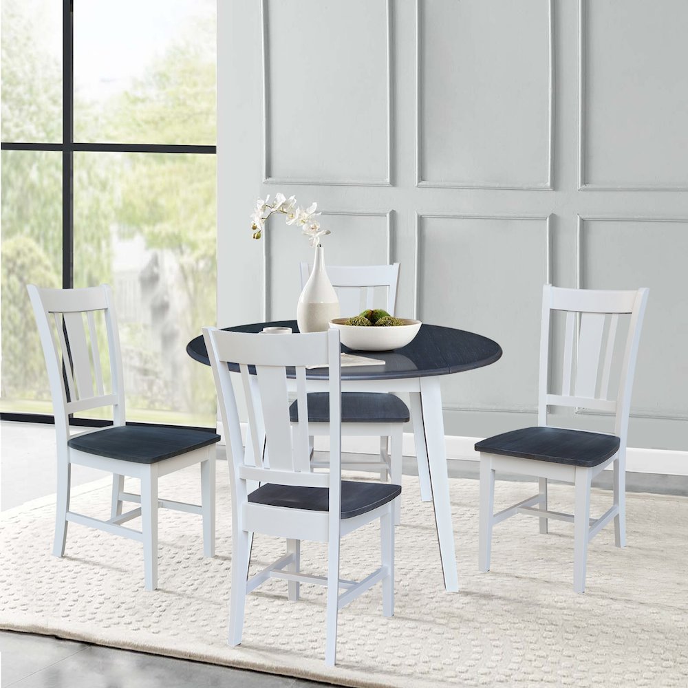 Set of 5 pcs - 42" Round Dual Drop Leaf Table with 4 RTA chairs. Picture 3