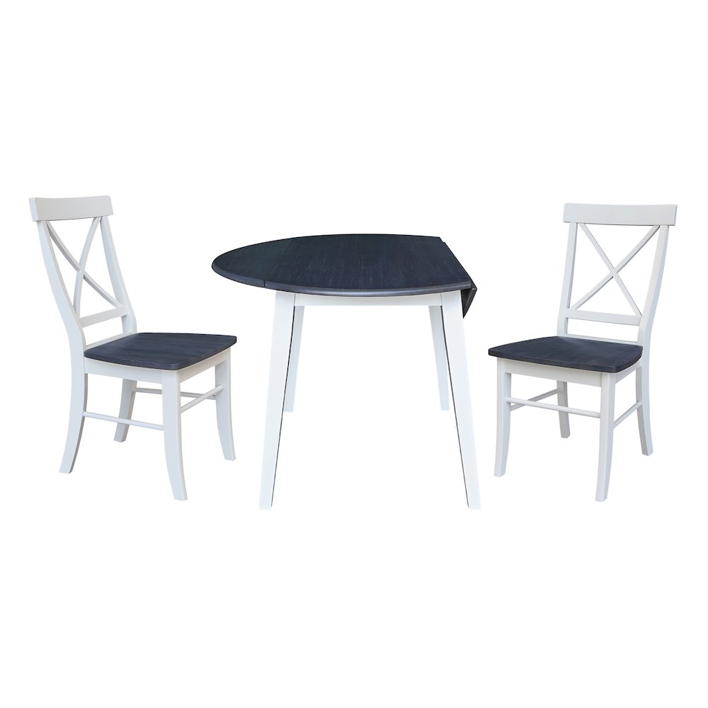 Set of 3 pcs - 42" Round Dual Drop Leaf Table with 2 RTA chairs. Picture 2