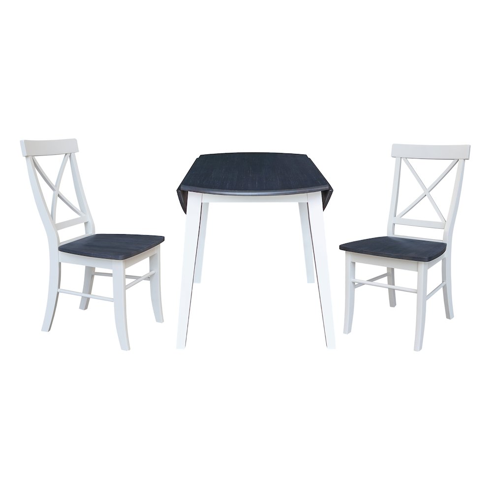Set of 3 pcs - 42" Round Dual Drop Leaf Table with 2 RTA chairs. Picture 6