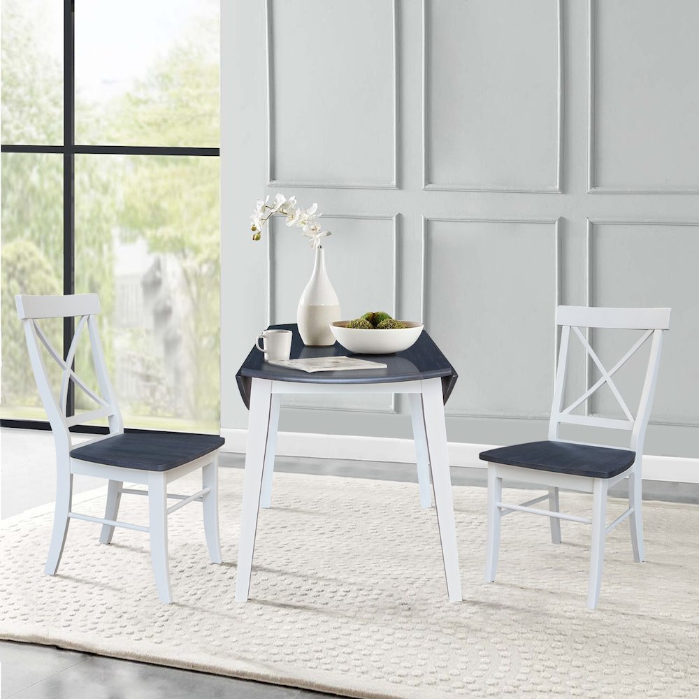 Set of 3 pcs - 42" Round Dual Drop Leaf Table with 2 RTA chairs. Picture 5