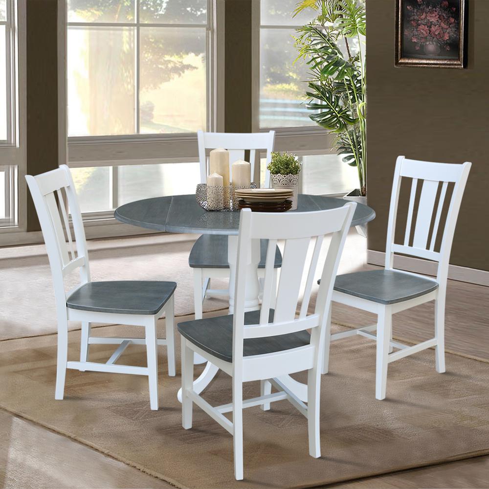 42 in. Dual Drop Leaf Dining Table with 4 Splat Back Chairs - 5 Piece Dining Set. Picture 2