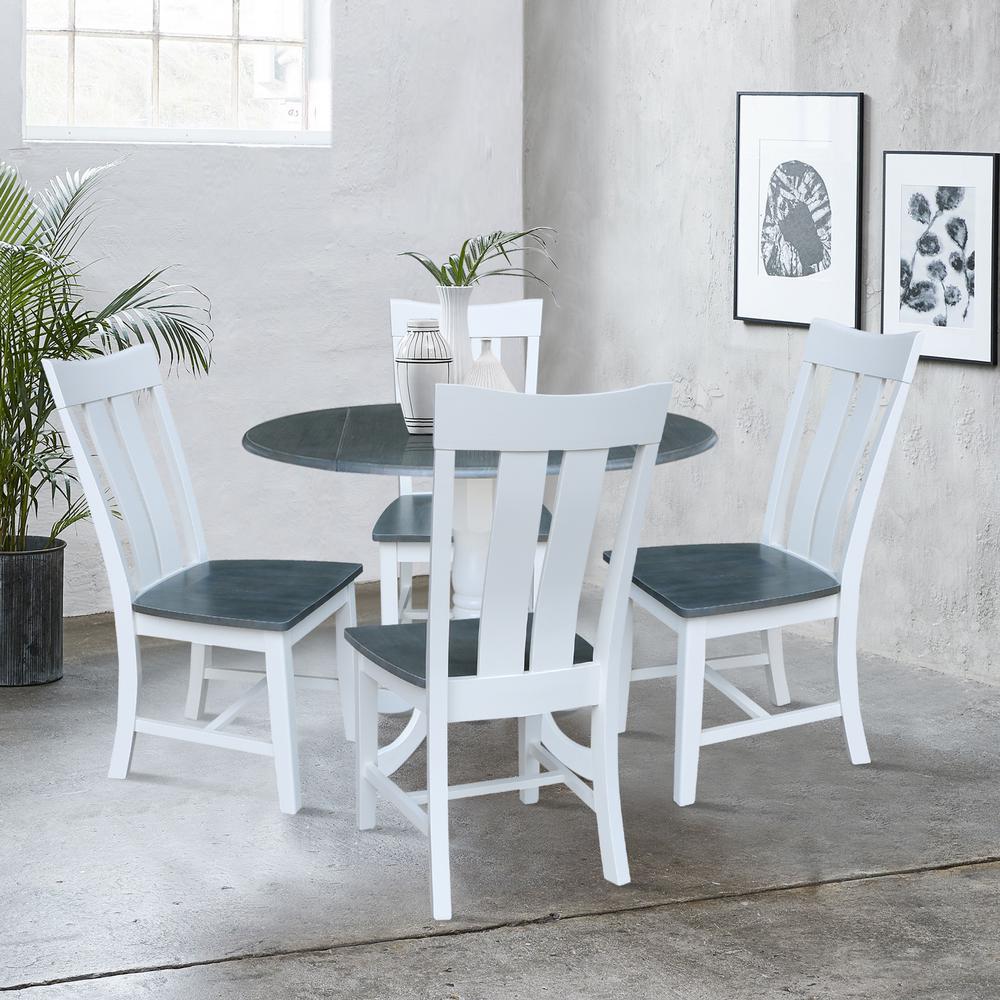42 in. Dual Drop Leaf Dining Table with 4 Slat Back Chairs - 5 Piece Dining Set. Picture 2