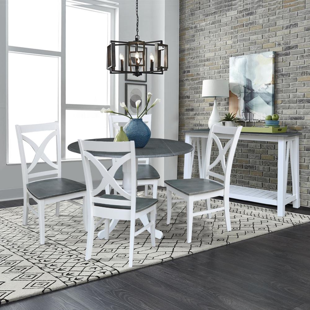 42 in. Dual Drop Leaf Dining Table with 4 X-back Chairs - 5 Piece Dining Set. Picture 2