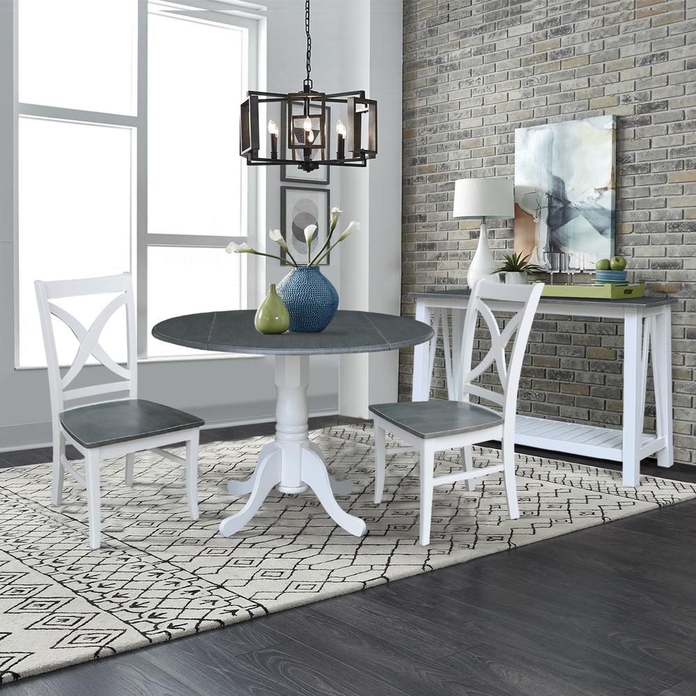 42 in. Dual Drop Leaf Dining Table with 2 X-back Chairs - 3 Piece Dining Set. Picture 2