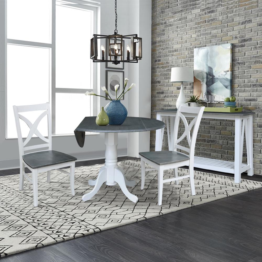 42 in. Dual Drop Leaf Dining Table with 2 X-back Chairs - 3 Piece Dining Set. Picture 4