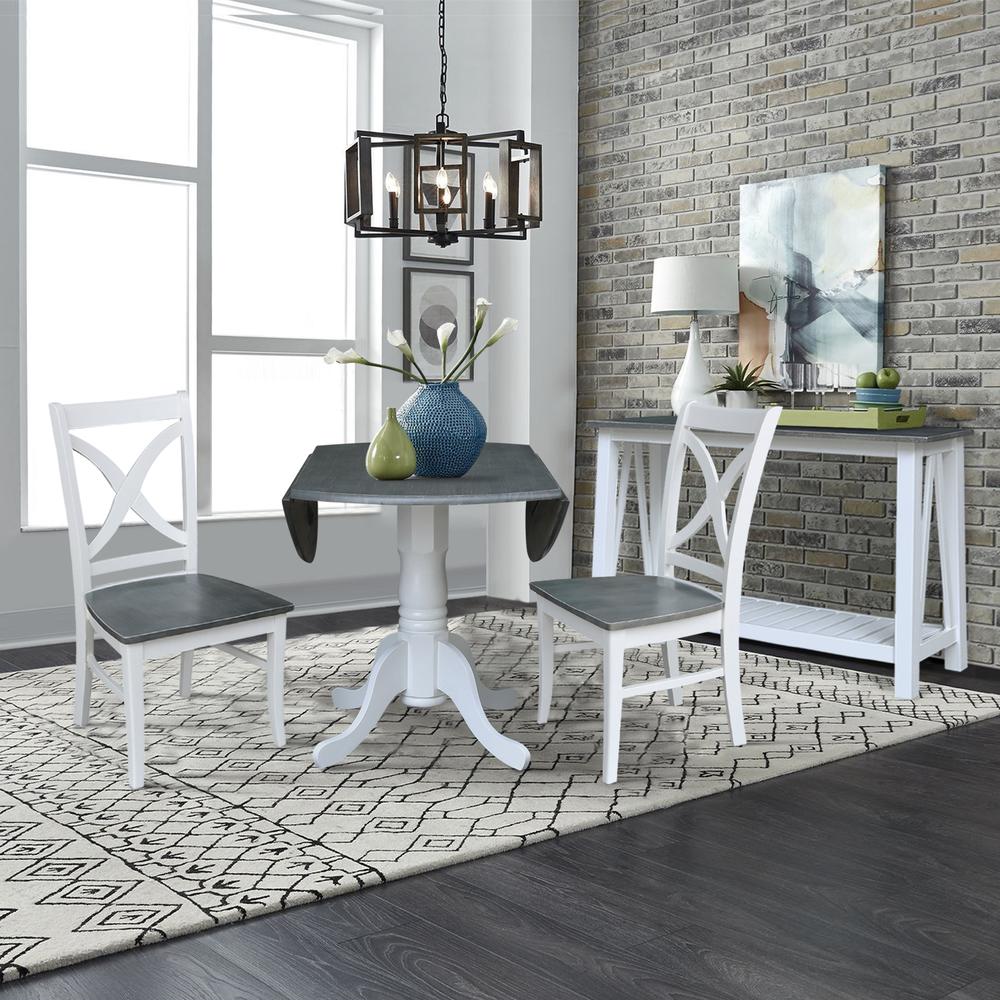 42 in. Dual Drop Leaf Dining Table with 2 X-back Chairs - 3 Piece Dining Set. Picture 6
