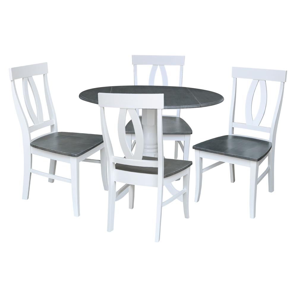 42 in. Dual Drop Leaf Dining Table with 4 Splat Back Chairs - 5 Piece Dining Set. Picture 1