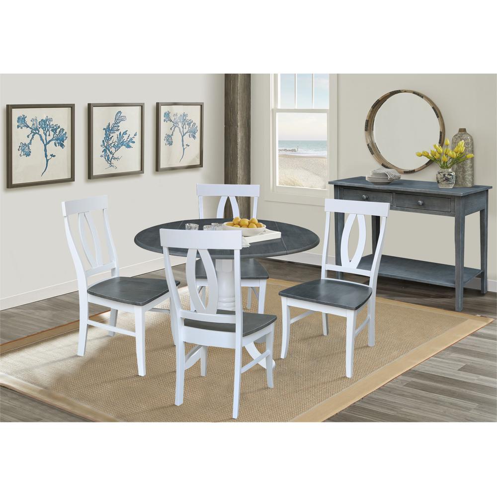 42 in. Dual Drop Leaf Dining Table with 4 Splat Back Chairs - 5 Piece Dining Set. Picture 2