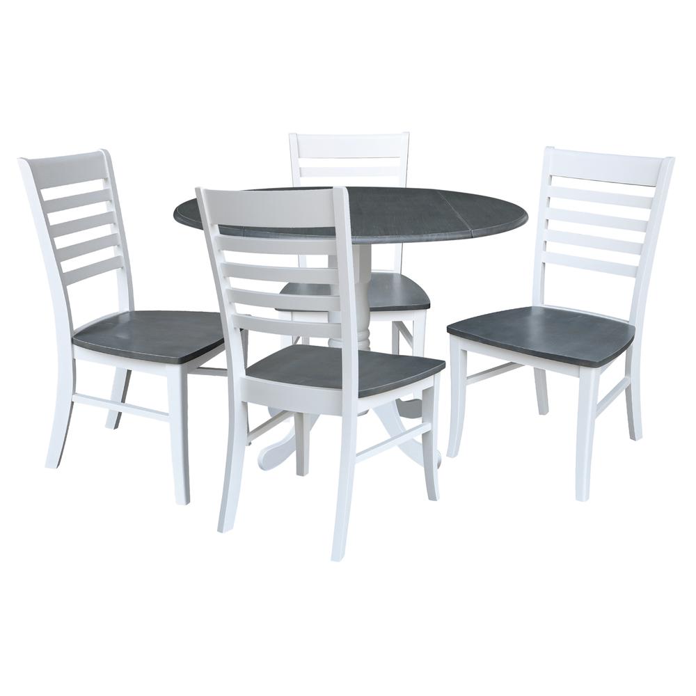 42 in. Dual Drop Leaf Dining Table with 4 Ladderback Chairs - 5 Piece Dining Set. Picture 1