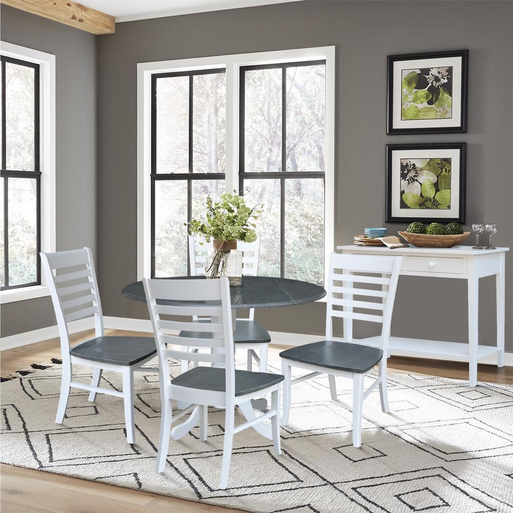 42 in. Dual Drop Leaf Dining Table with 4 Ladderback Chairs - 5 Piece Dining Set. Picture 2