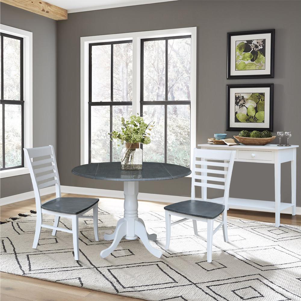 42 in. Dual Drop Leaf Dining Table with 2 Ladderback Chairs - 3 Piece Dining Set. Picture 2