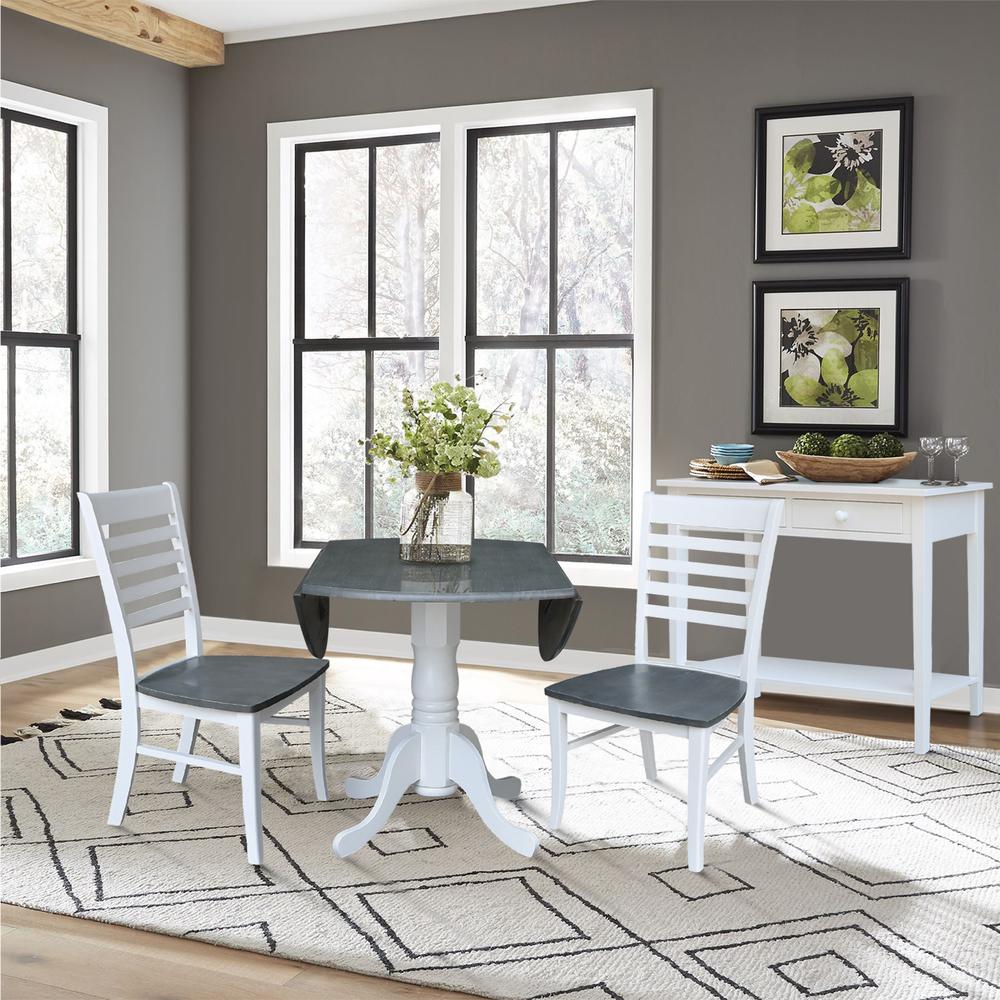 42 in. Dual Drop Leaf Dining Table with 2 Ladderback Chairs - 3 Piece Dining Set. Picture 6