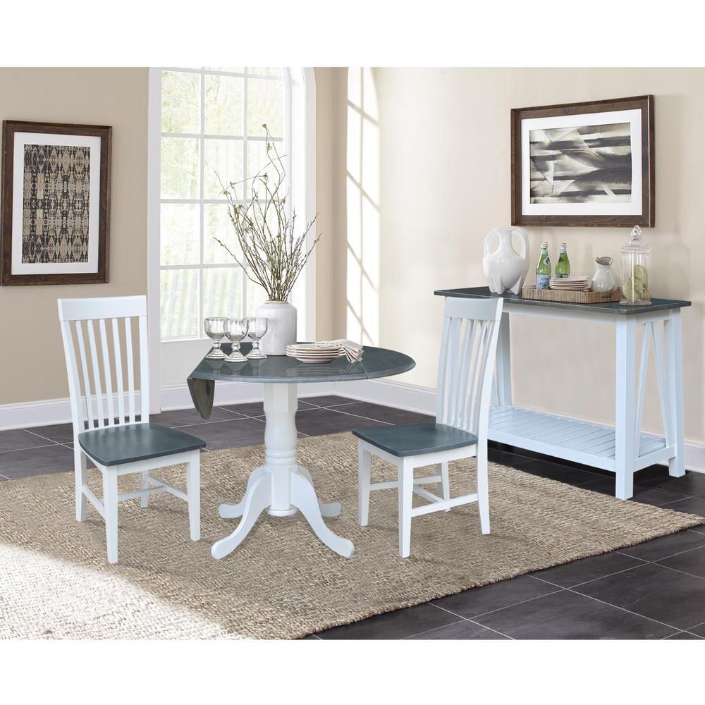 42 in. Dual Drop Leaf Dining Table with 2 Slat Back Chairs - 3 Piece Dining Set. Picture 4