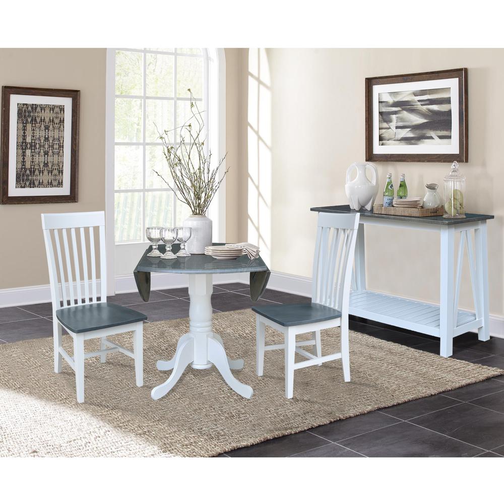 42 in. Dual Drop Leaf Dining Table with 2 Slat Back Chairs - 3 Piece Dining Set. Picture 6