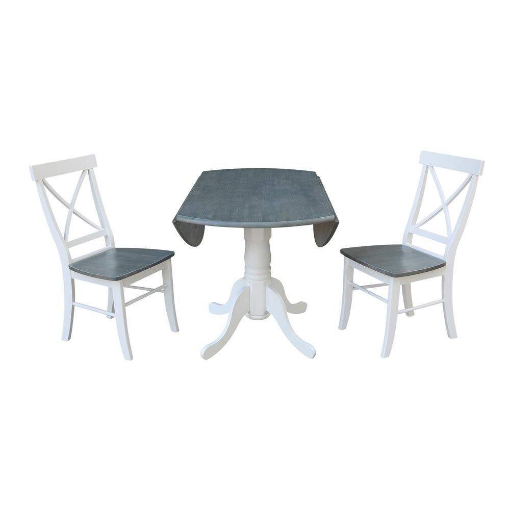 42" Dual Drop Leaf Table with 2 X-back Chairs - Set of 3 Pieces. Picture 3