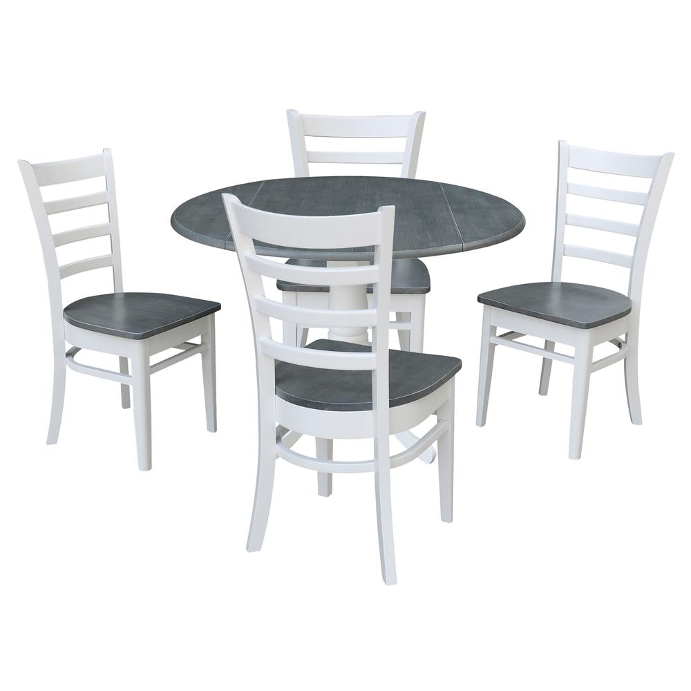 42 in. Dual Drop Leaf Dining Table with 4 Ladderback Chairs - 5 Piece Dining Set. Picture 1