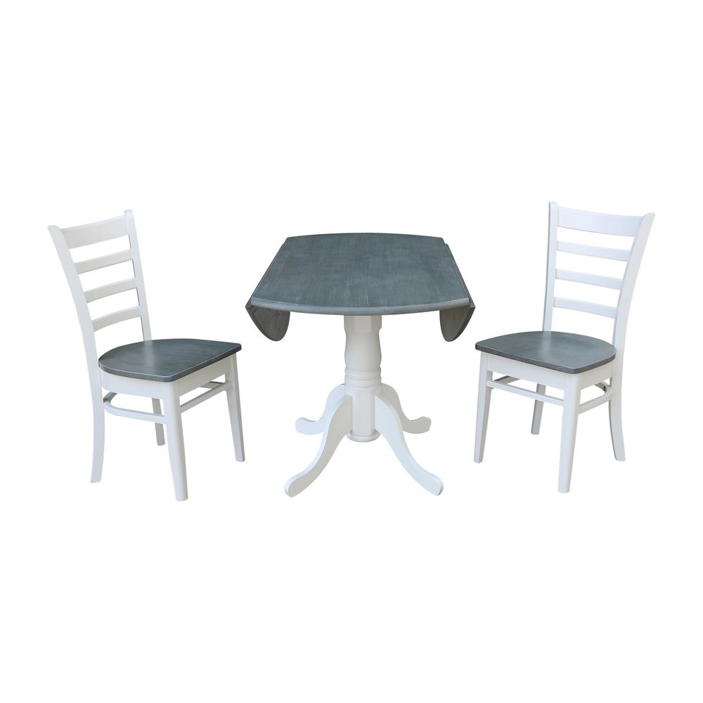 42" Dual Drop Leaf Table with 2 Emily Side Chairs -Set of 3 Pieces. Picture 3