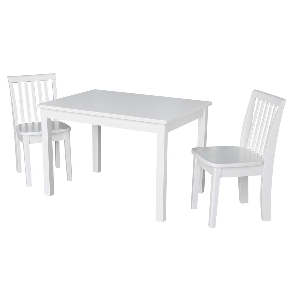 Table With 2 Mission Juvenile Chairs, White. Picture 1