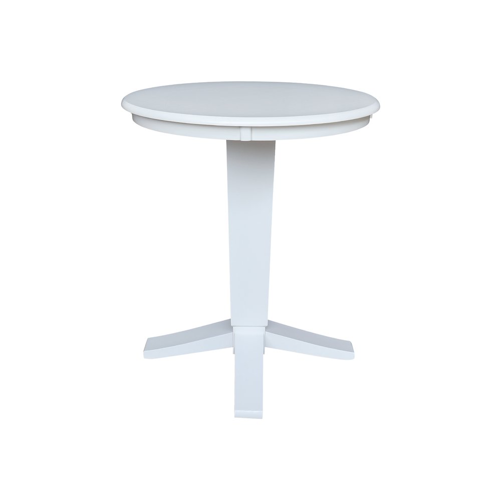 30 in Round Top Counter Height Pedestal Dining Table in White. Picture 3