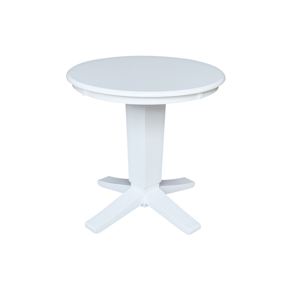 30 in Round Top Pedestal Dining Table with 2 Dining Chairs in White - 3 Pcs Set. Picture 3