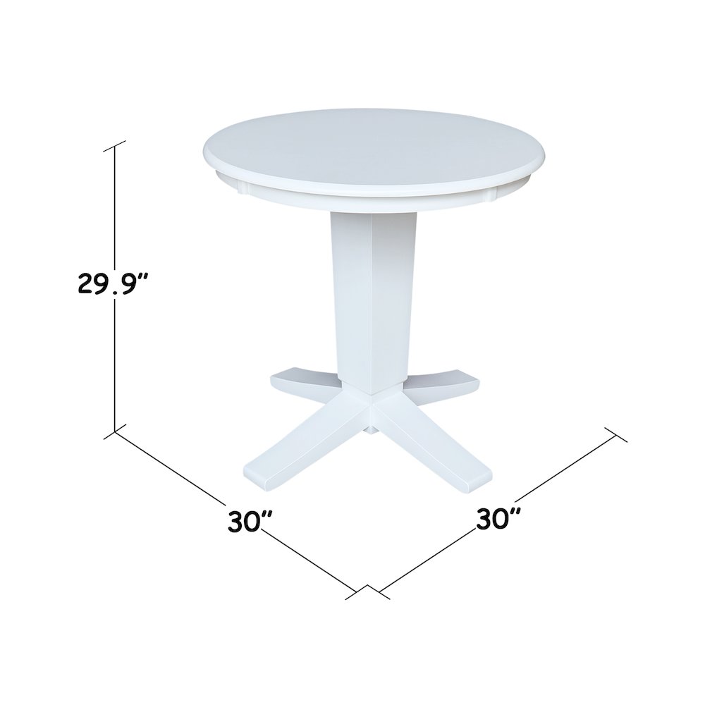 30 in Round Top Pedestal Dining Table in White. Picture 2