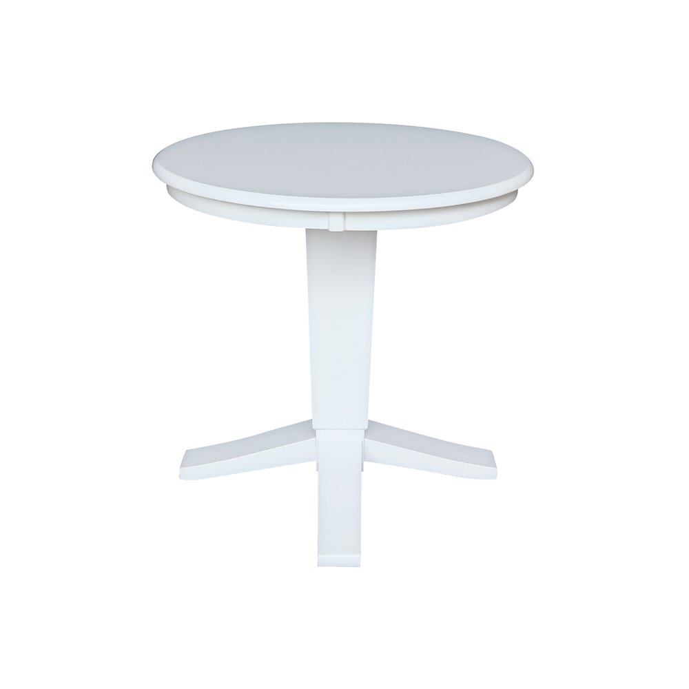 30 in Round Top Pedestal Dining Table in White. Picture 3