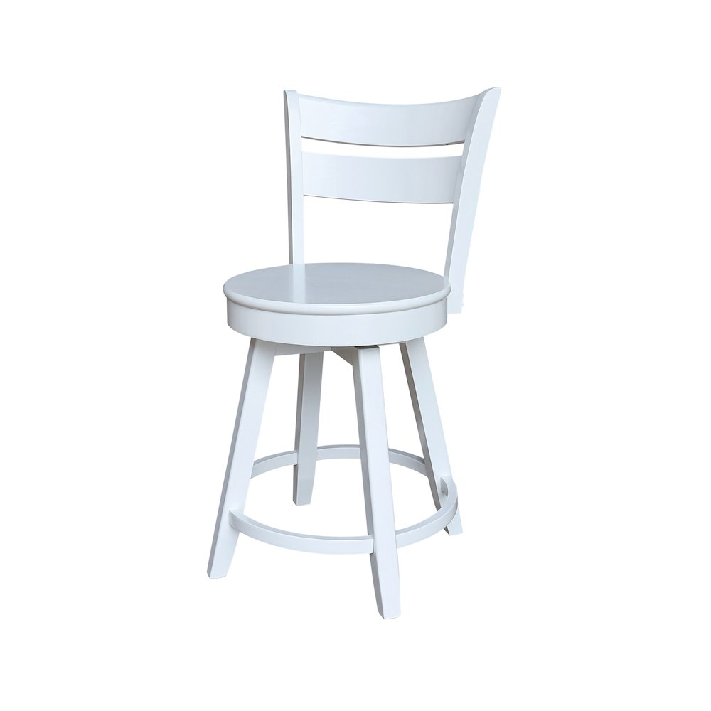 30 in Round Top Counter Height Dining Table with 2 Stools in White - 3 Piece Set. Picture 3