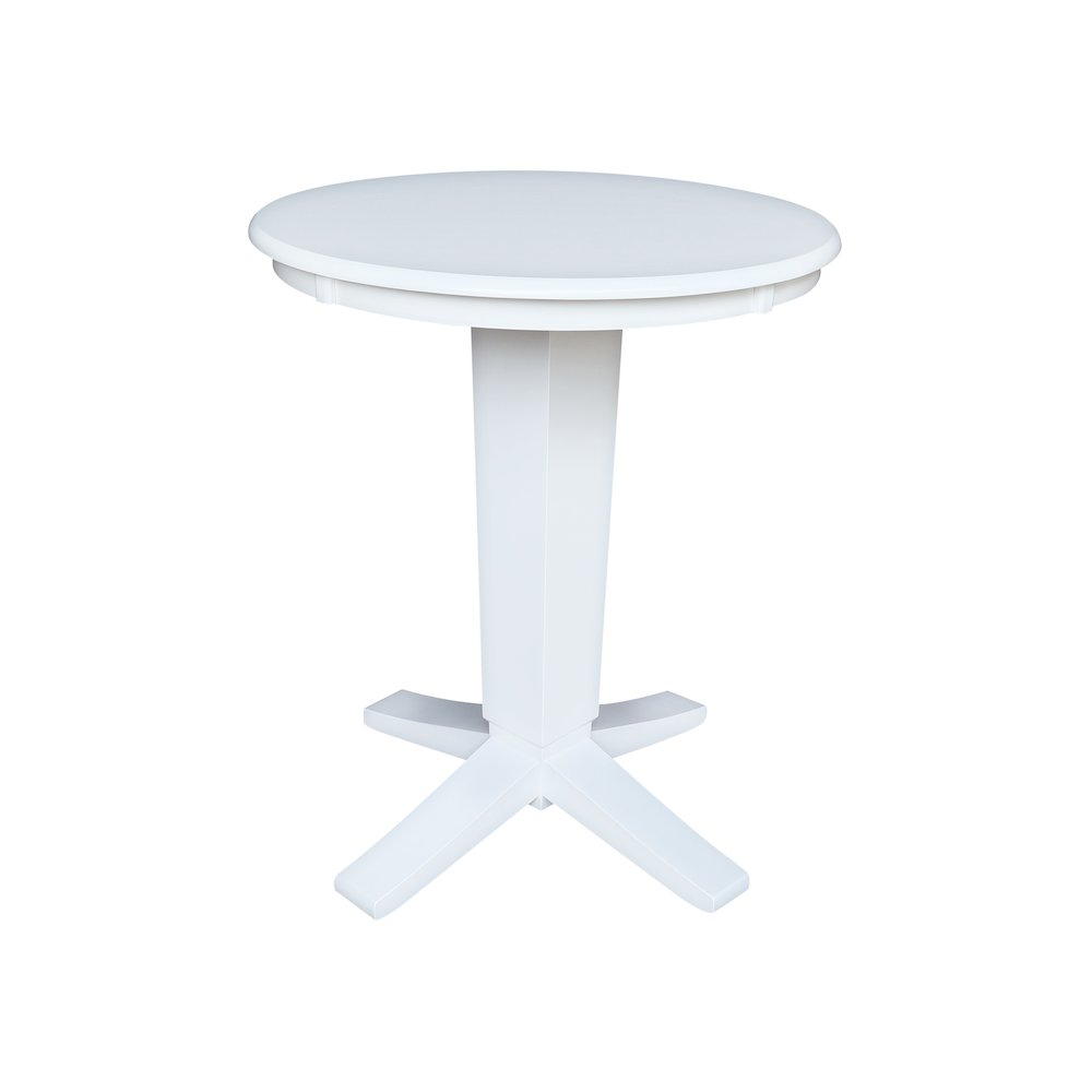 30 in Round Top Counter Height Dining Table with 2 Stools in White - 3 Piece Set. Picture 4