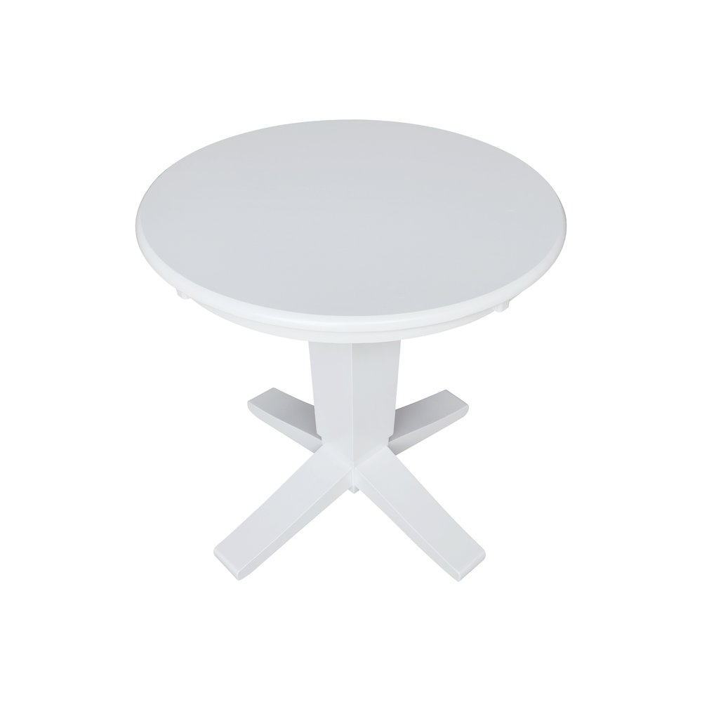 30 in Round Top Pedestal Dining Table in White. Picture 5
