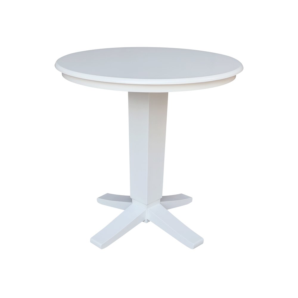 36 in Round Top Counter Height Pedestal Dining Table in White. Picture 1