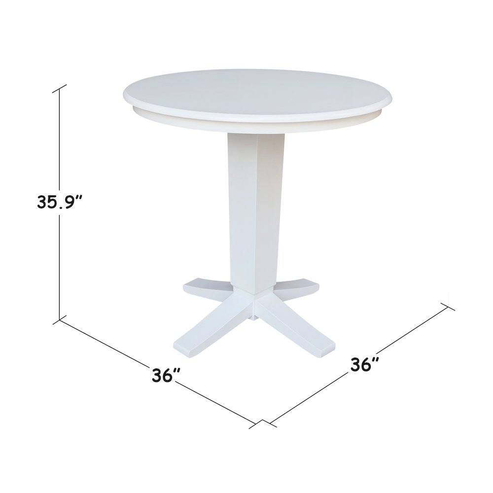 36 in Round Top Counter Height Pedestal Dining Table in White. Picture 2