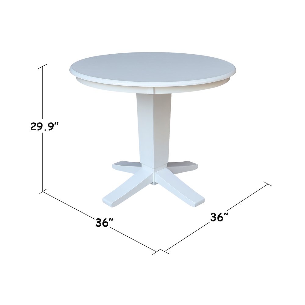 36 in Round Top Pedestal Dining Table in White. Picture 2