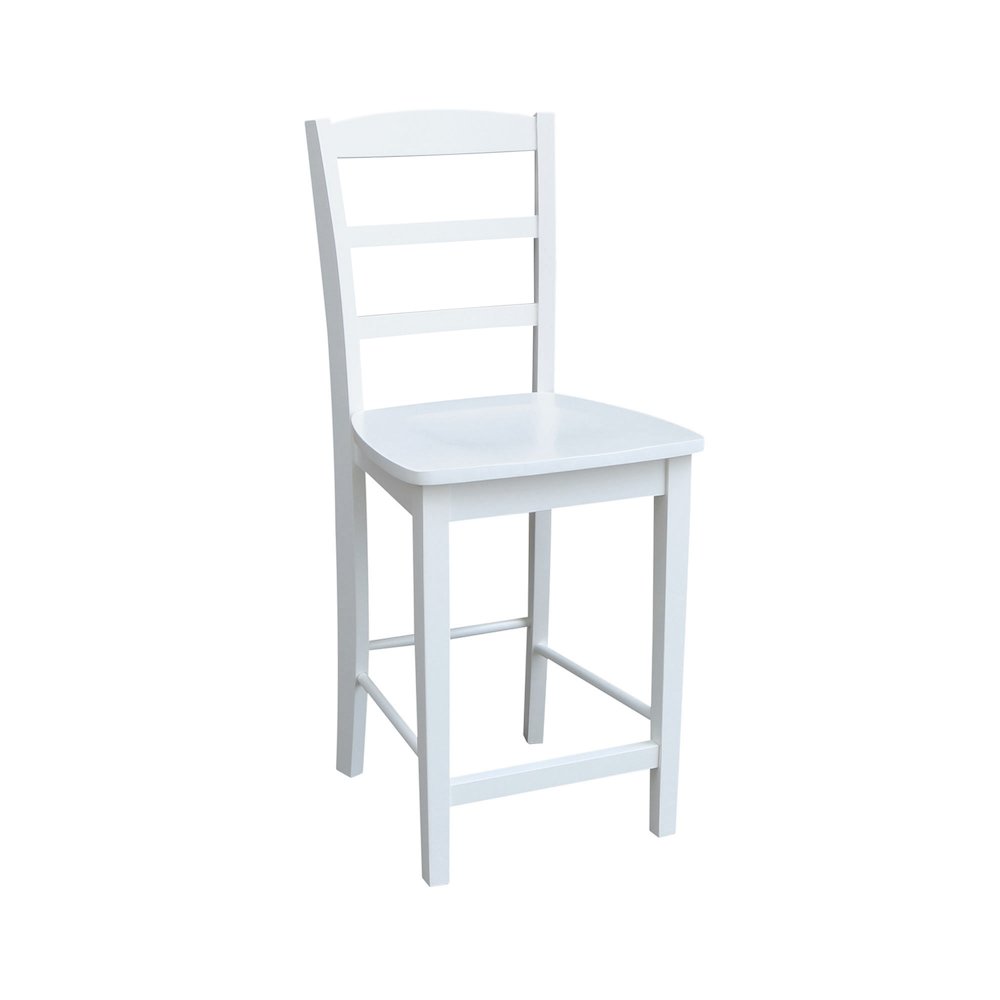 36 in Round Top Counter Height Dining Table with 2 Stools in White - 3 Piece Set. Picture 3