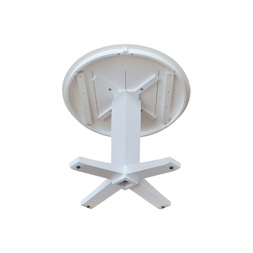 36 in Round Top Pedestal Dining Table in White. Picture 4
