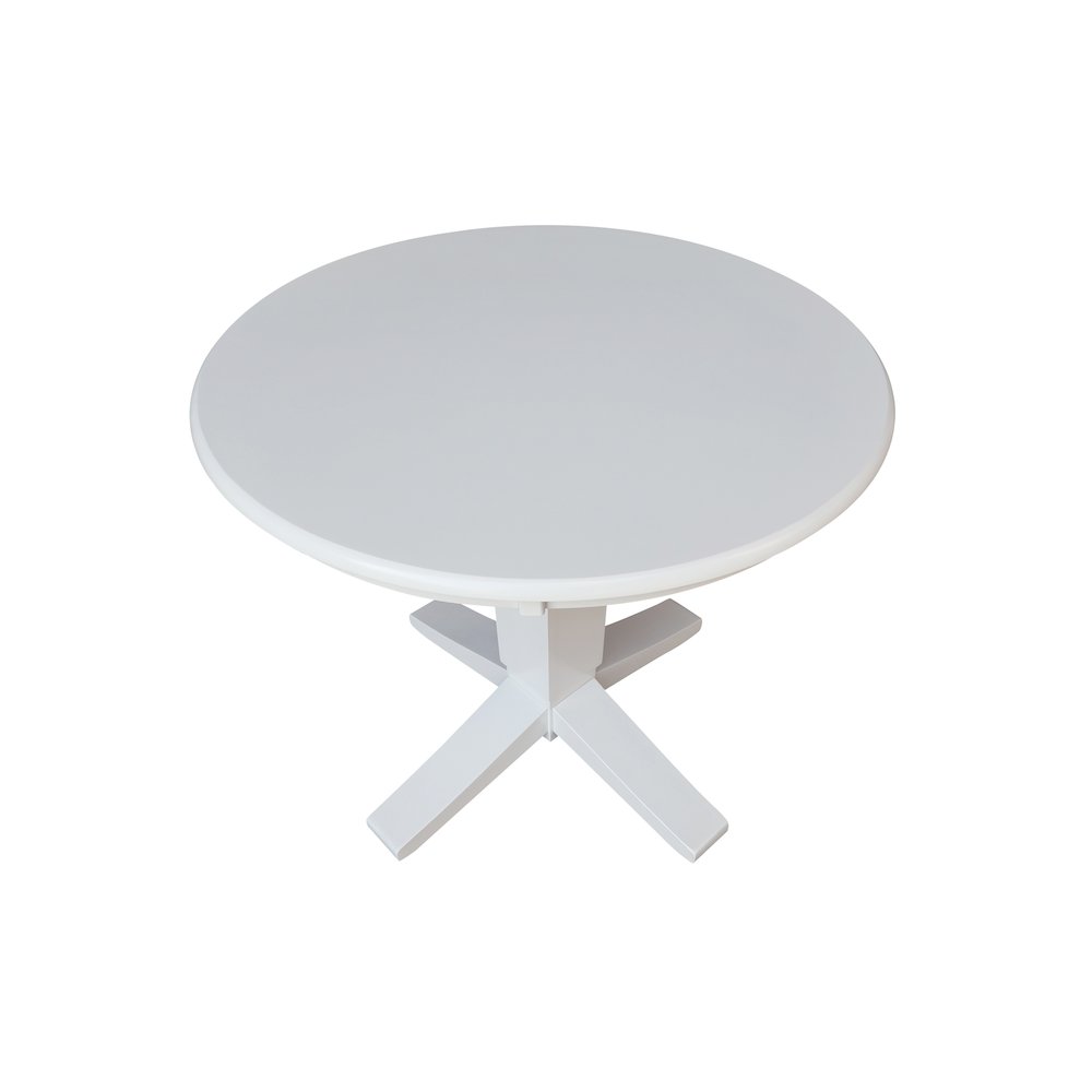 36 in Round Top Pedestal Dining Table in White. Picture 5