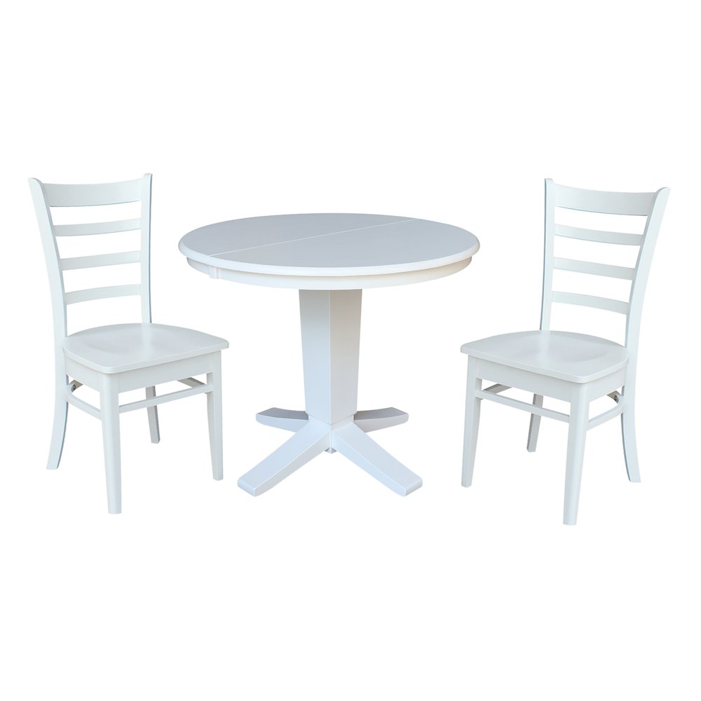 36 in Round Extension Dining Table with 12 in Leaf and 2 Dining Chairs, 3Pcs Set. Picture 4