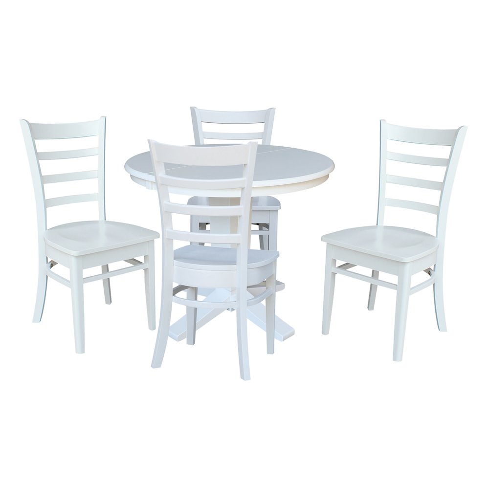 36 in Round Extension Dining Table with 12 in Leaf and 4 Dining Chairs, 5Pcs Set. Picture 5