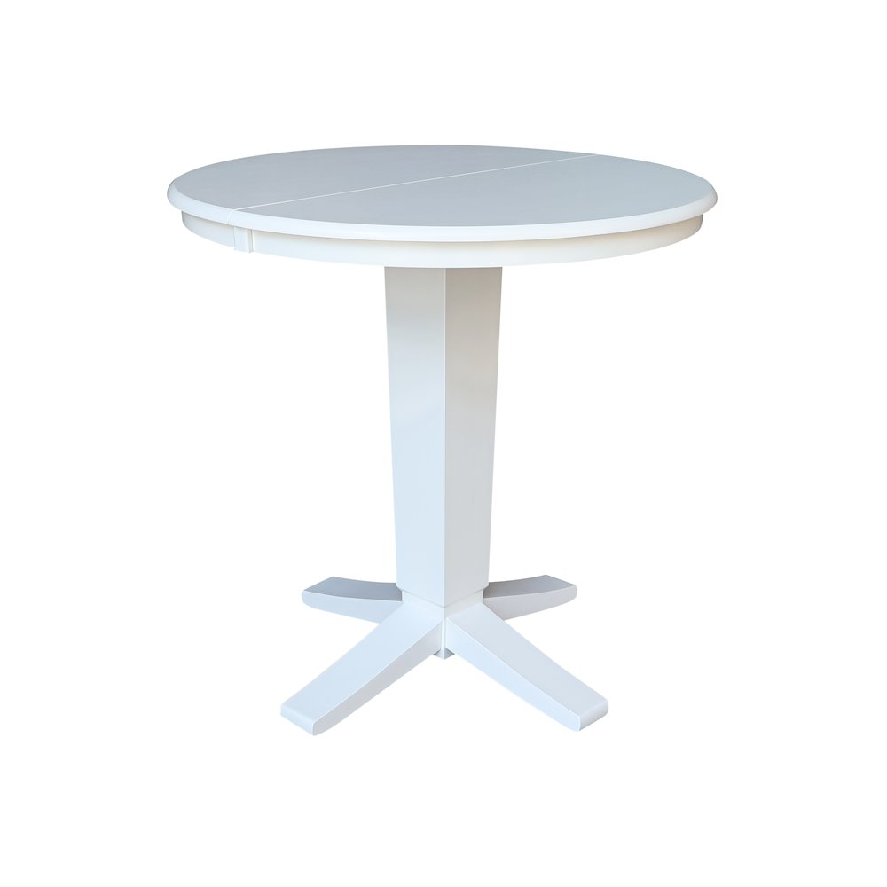 36 in Round Counter Height Dining Table with 12 in Leaf and 2 Stools - 3 Pcs Set. Picture 4