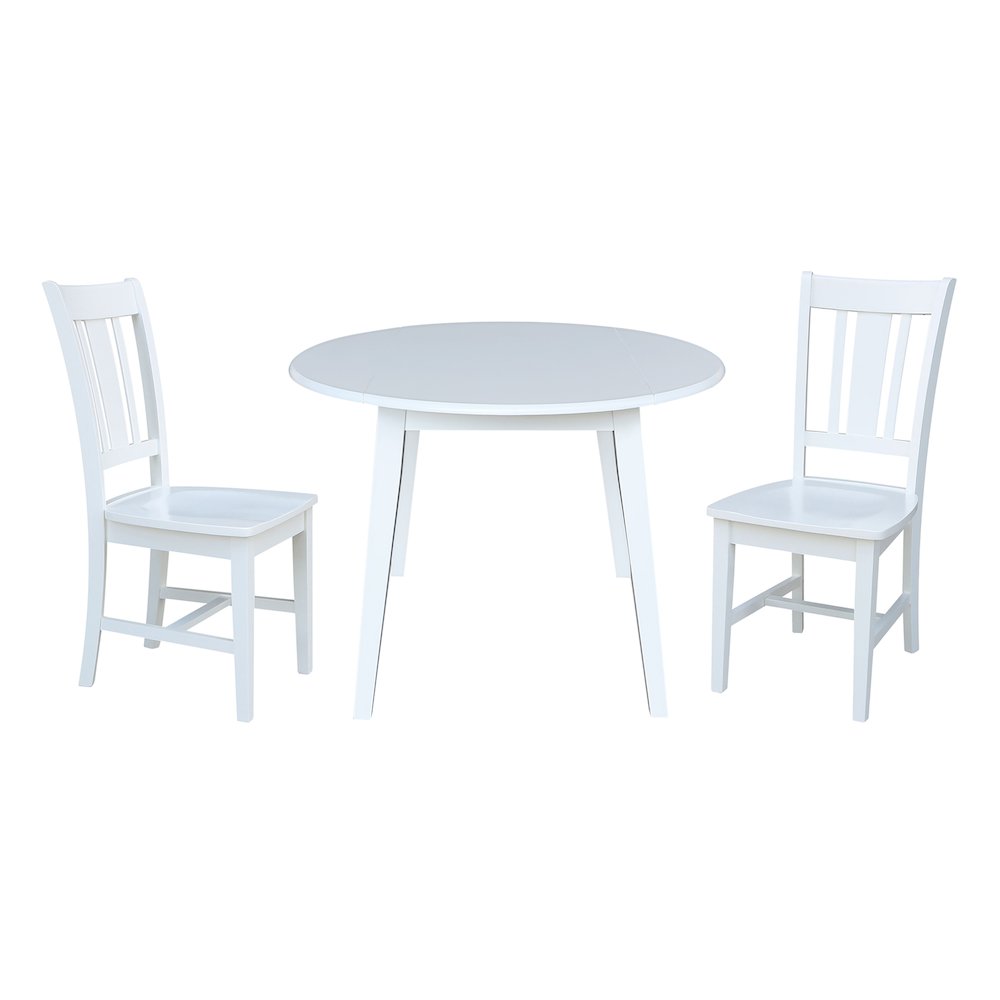 Set of 3 pcs - 42" Round Dual Drop Leaf Table with 2 RTA chairs. Picture 1