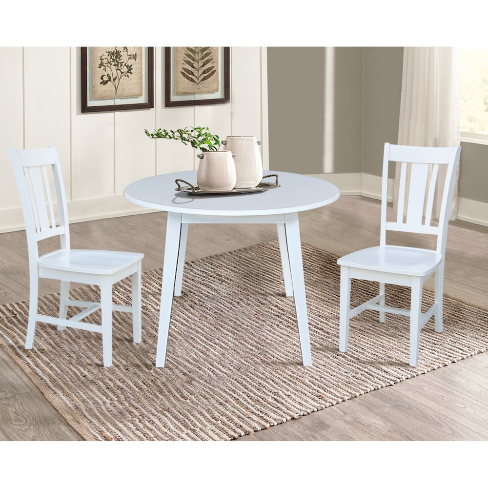 Set of 3 pcs - 42" Round Dual Drop Leaf Table with 2 RTA chairs. Picture 2