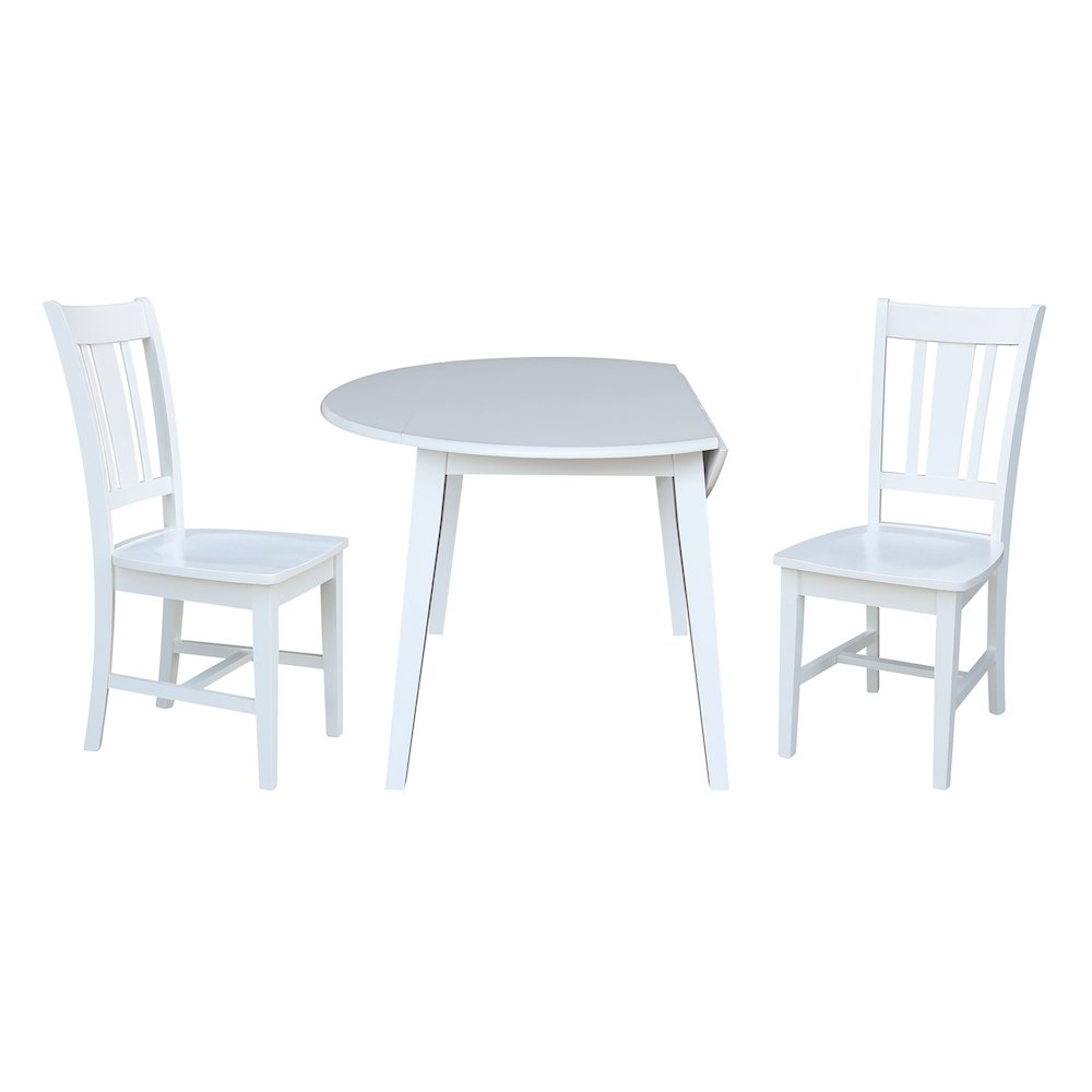 Set of 3 pcs - 42" Round Dual Drop Leaf Table with 2 RTA chairs. Picture 4