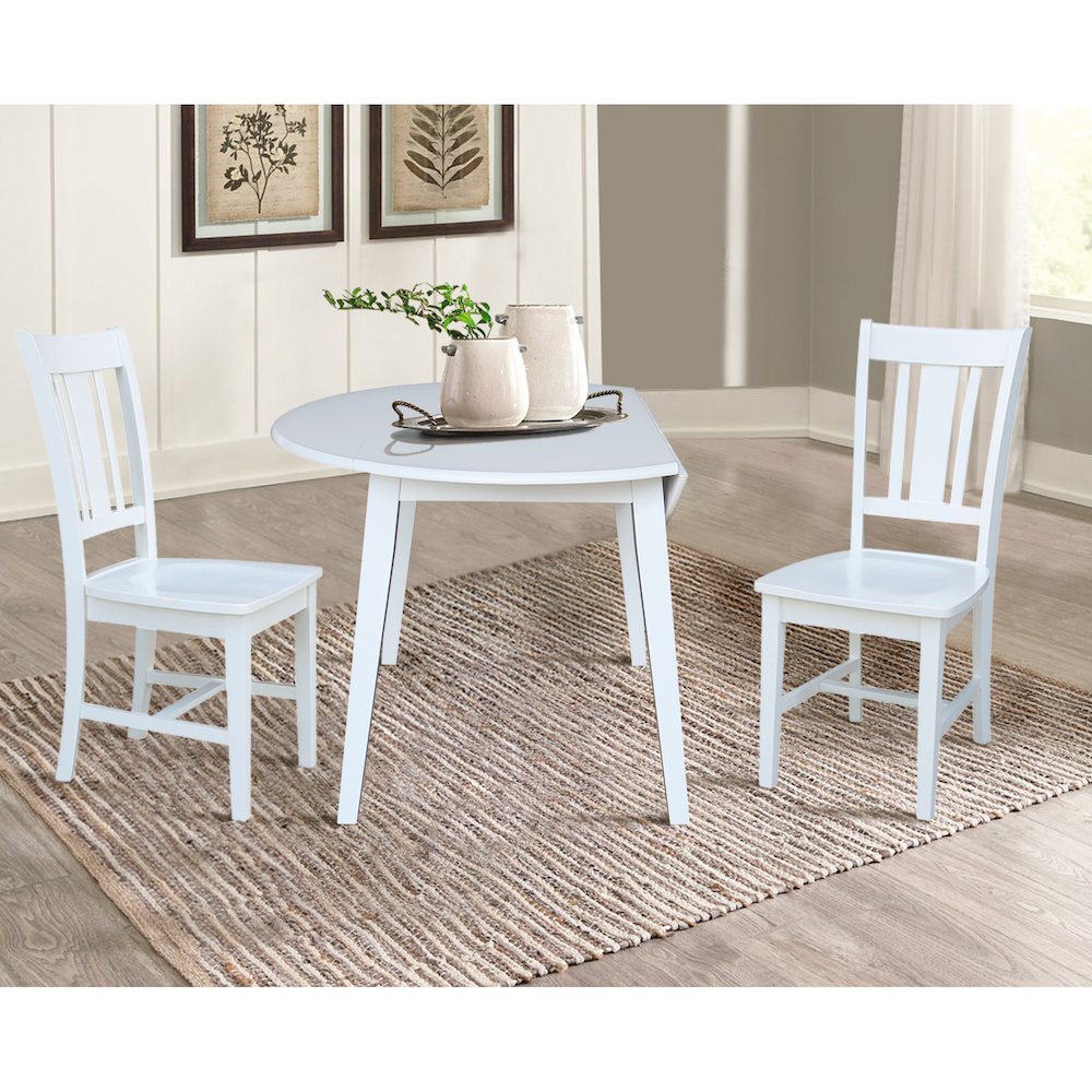 Set of 3 pcs - 42" Round Dual Drop Leaf Table with 2 RTA chairs. Picture 3