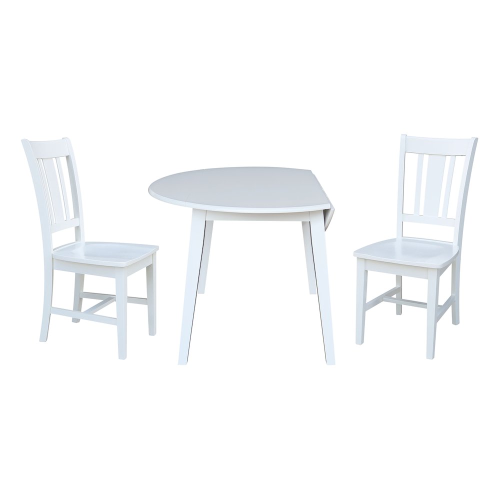 Set of 3 pcs - 42" Round Dual Drop Leaf Table with 2 RTA chairs. Picture 6
