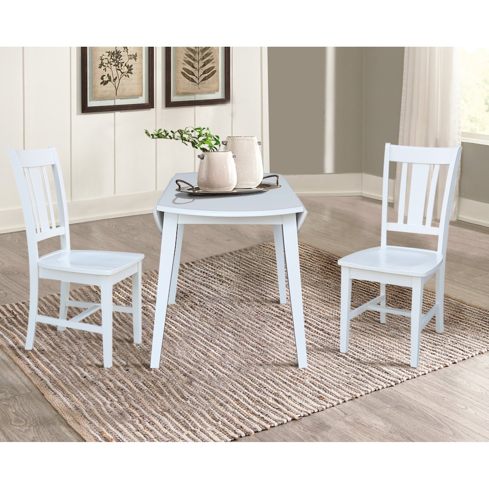 Set of 3 pcs - 42" Round Dual Drop Leaf Table with 2 RTA chairs. Picture 5
