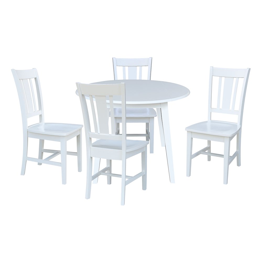 Set of 5 pcs - 42" Round Dual Drop Leaf Table with 4 RTA chairs. Picture 1
