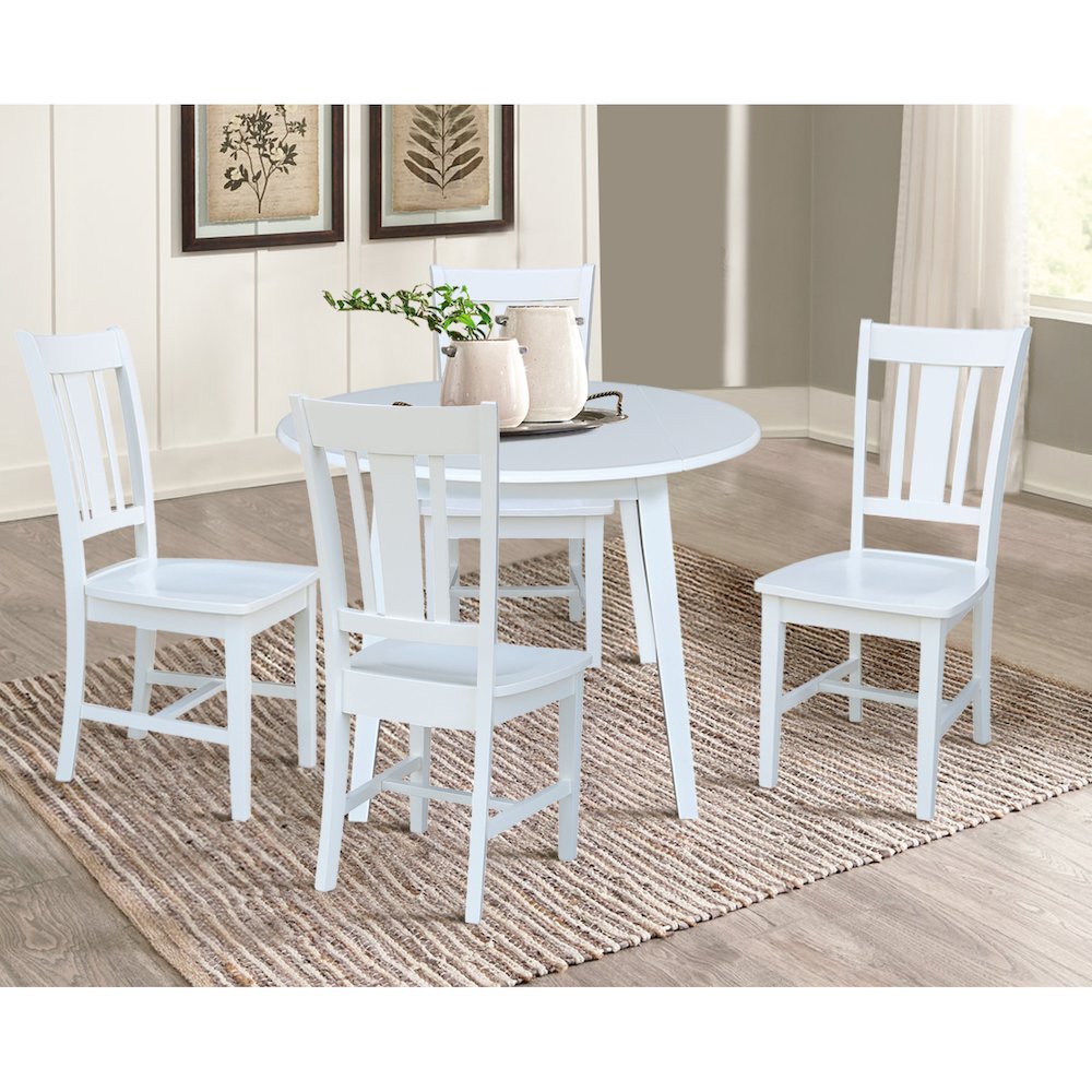 Set of 5 pcs - 42" Round Dual Drop Leaf Table with 4 RTA chairs. Picture 3