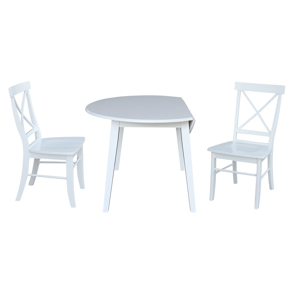 Set of 3 pcs - 42" Round Dual Drop Leaf Table with 2 RTA chairs. Picture 4