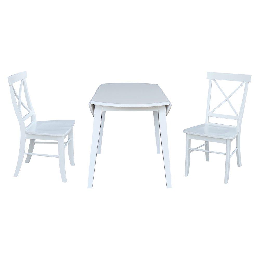 Set of 3 pcs - 42" Round Dual Drop Leaf Table with 2 RTA chairs. Picture 6